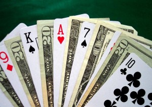 Playing cards with money